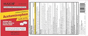 Acetaminophen 500 MG Tablets ---60 Count --- Generic For Tylenol --- Major / Rugby - Image 2