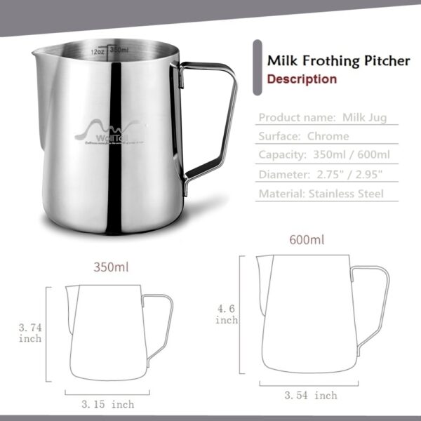 Silver Milk Frothing Pitcher Jug - Image 7