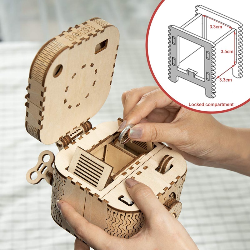 DIY 3D Treasure Box Wooden Puzzle