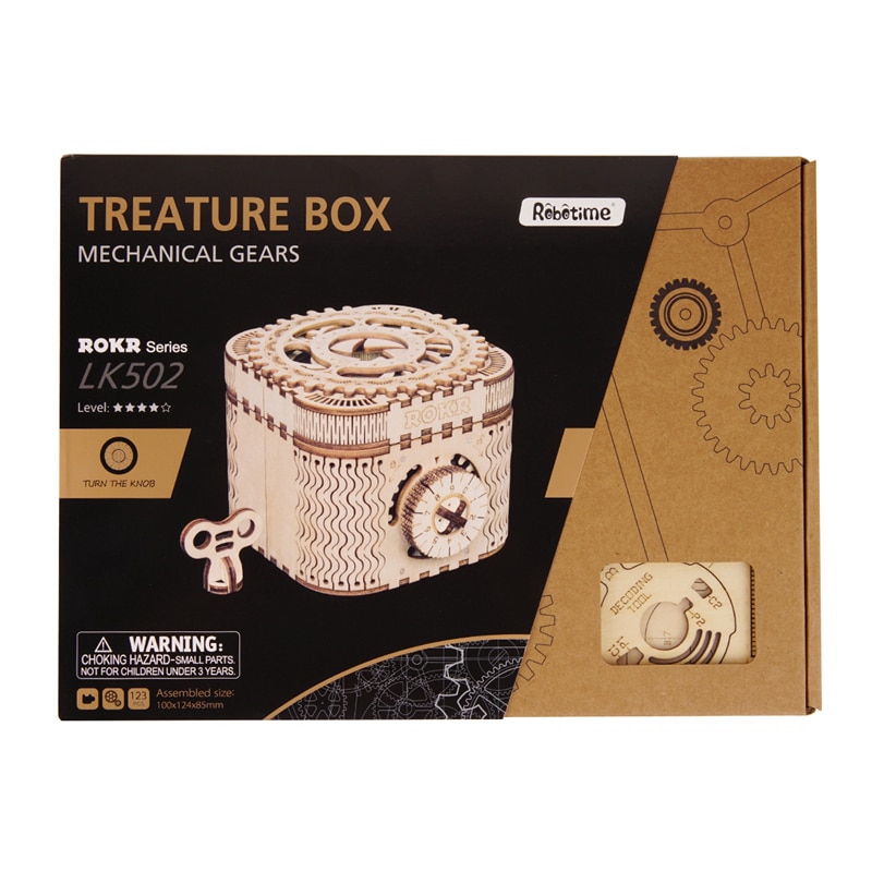 DIY 3D Treasure Box Wooden Puzzle