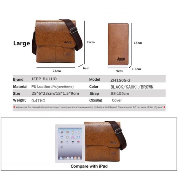 Men's Leather Messenger Bag with Phone Case - Image 4