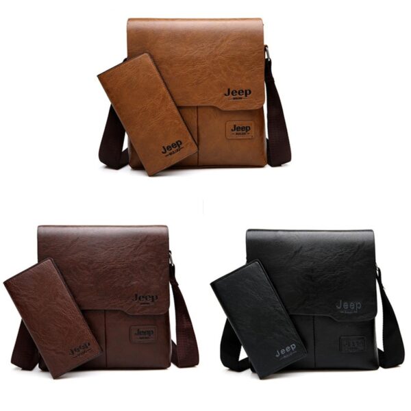 Men's Leather Messenger Bag with Phone Case - Image 5