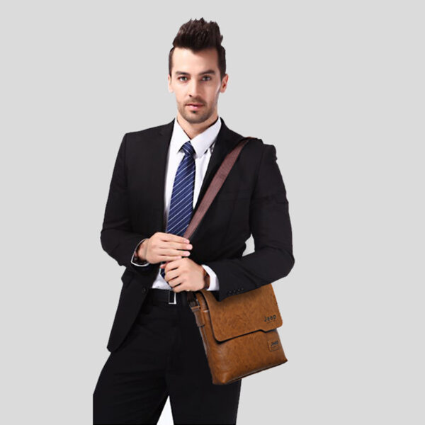 Men's Leather Messenger Bag with Phone Case - Image 8