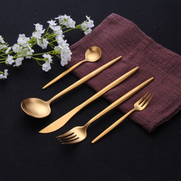 Stainless Steel Cutlery Set in Gold - Image 5