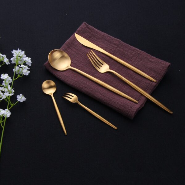 Stainless Steel Cutlery Set in Gold - Image 4