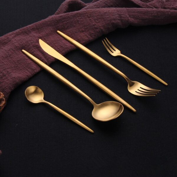 Stainless Steel Cutlery Set in Gold - Image 6