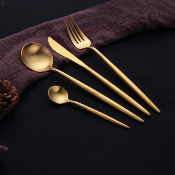 Stainless Steel Cutlery Set in Gold - Image 7