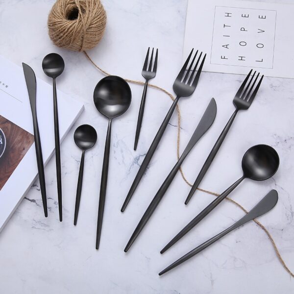 Matte Black Tableware Set - Image 4