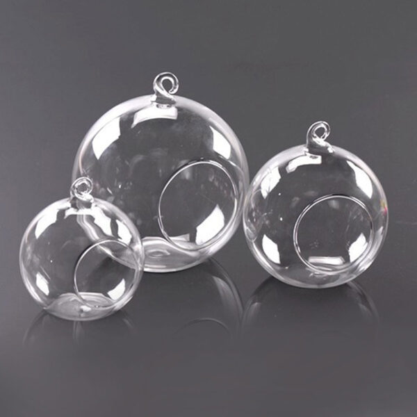 Spherical Glass Hanging Candle Holders Set - Image 5