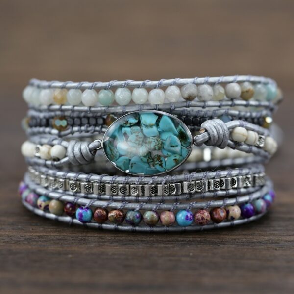 Natural Stones Decorated Wrap Bracelet - Image 3