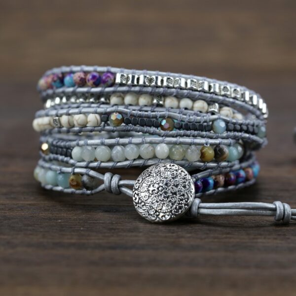 Natural Stones Decorated Wrap Bracelet - Image 5