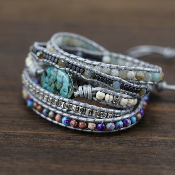 Natural Stones Decorated Wrap Bracelet - Image 4