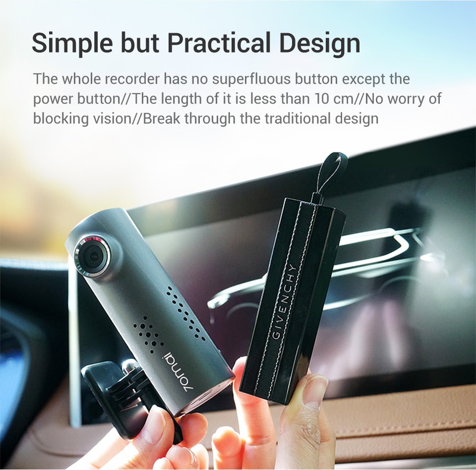 Tube Design WiFi 1080P HD Dashcam with Voice Control