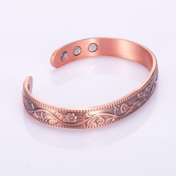 Vintage Floral Magnetic Copper Bracelet for Women - Image 5