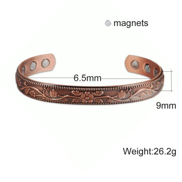 Vintage Floral Magnetic Copper Bracelet for Women - Image 7