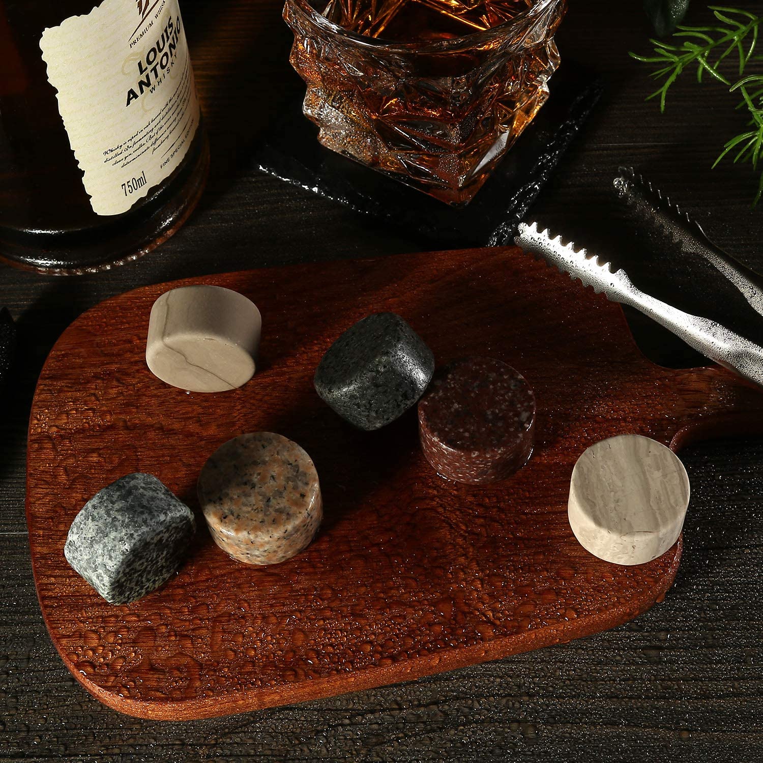 Whiskey Chilling Rocks in Wooden Box