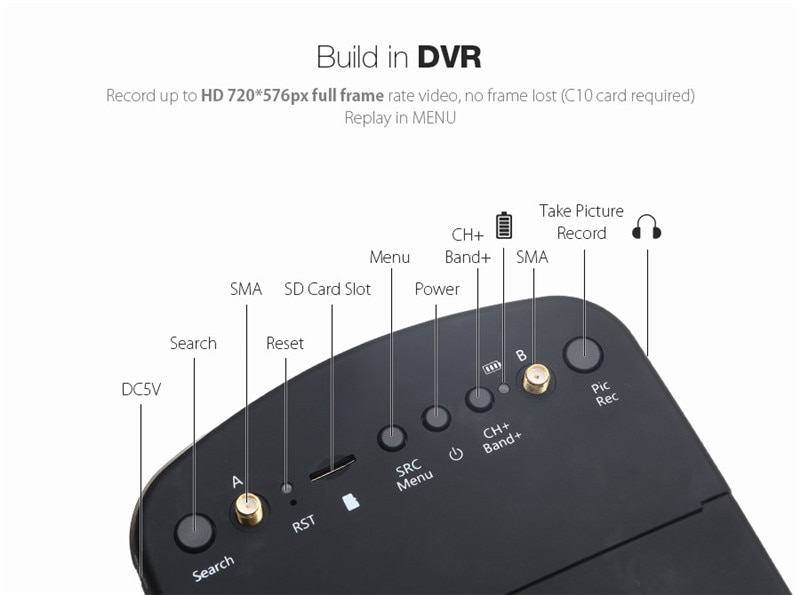 40-Channel Receiver HD DVR FPV Goggles