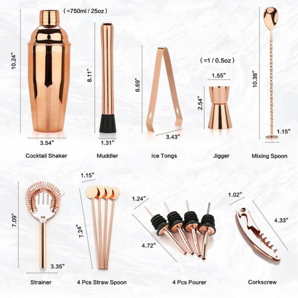 Rose Gold Cocktail Shaker Making Set - Image 5