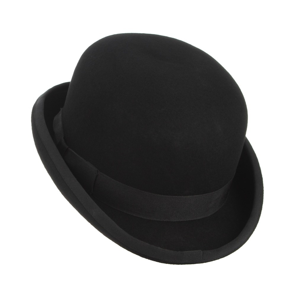 Men's Black Wool Bowler Hat