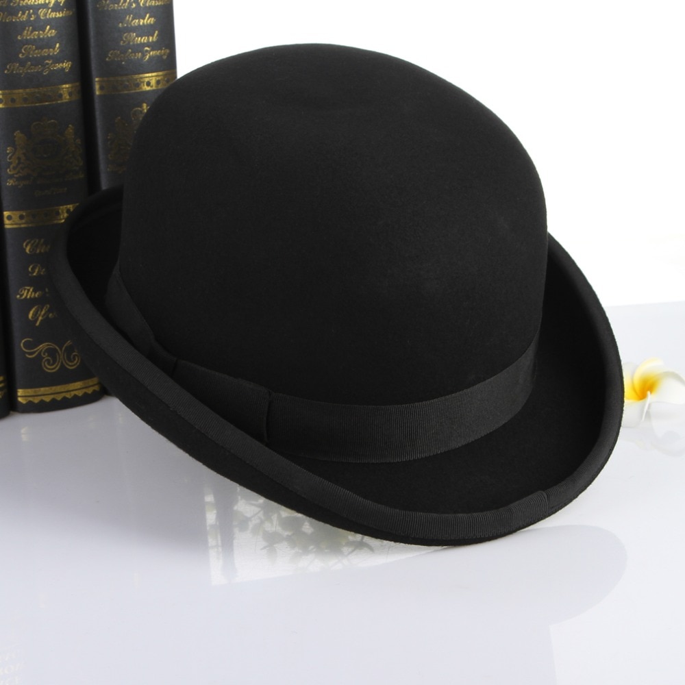 Men's Black Wool Bowler Hat