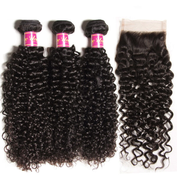 Curly Human Hair Weaves with Closure