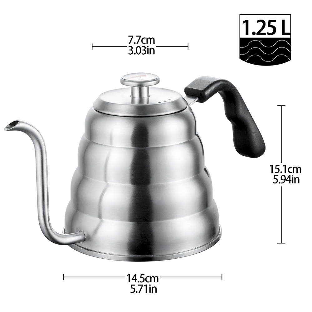 Silver Coffee Kettle with Thermometer