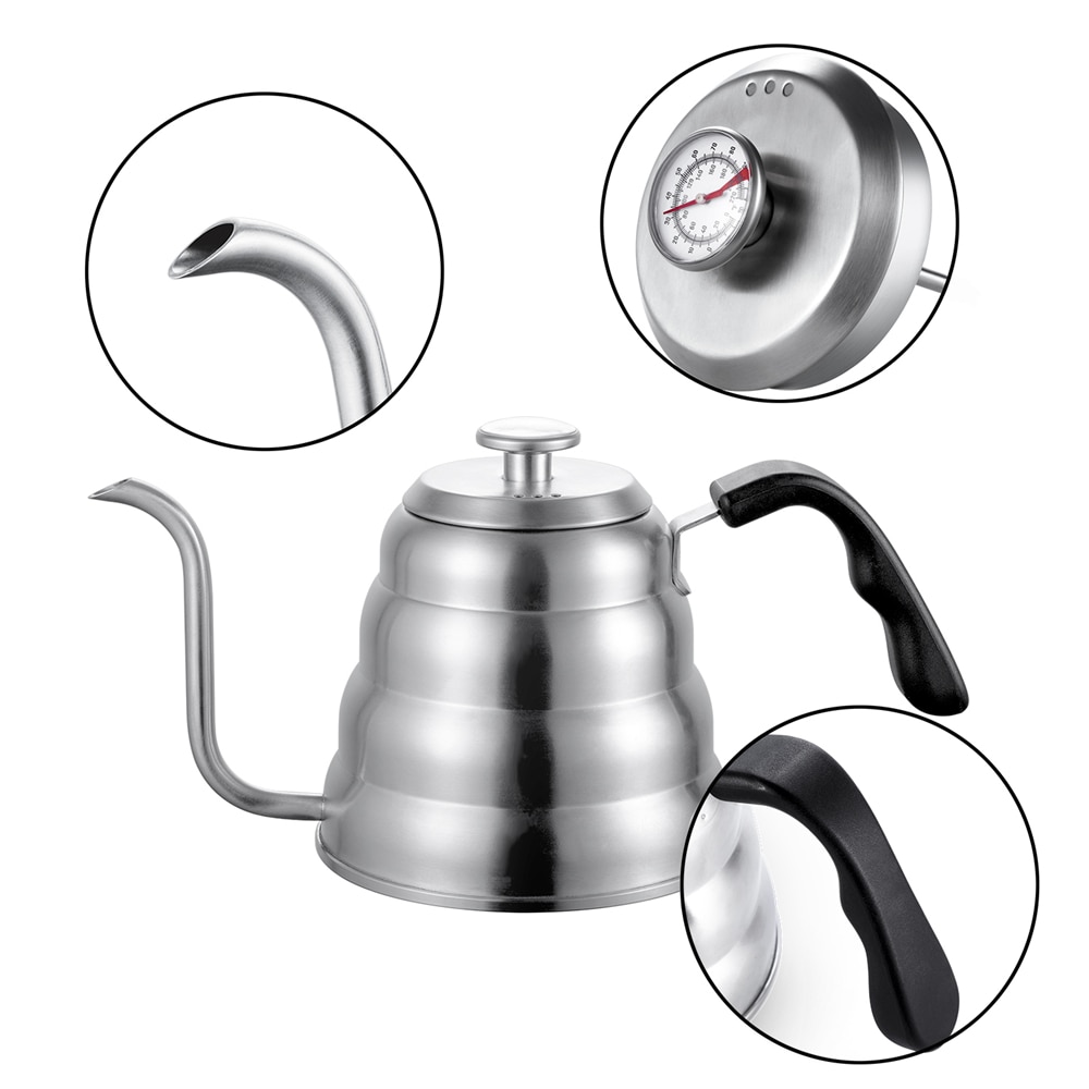 Silver Coffee Kettle with Thermometer