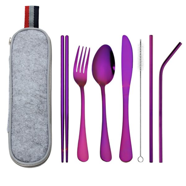 Stainless Steel Dinnerware 8 pcs Set with Portable Bag