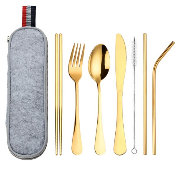 Stainless Steel Dinnerware 8 pcs Set with Portable Bag - Image 6