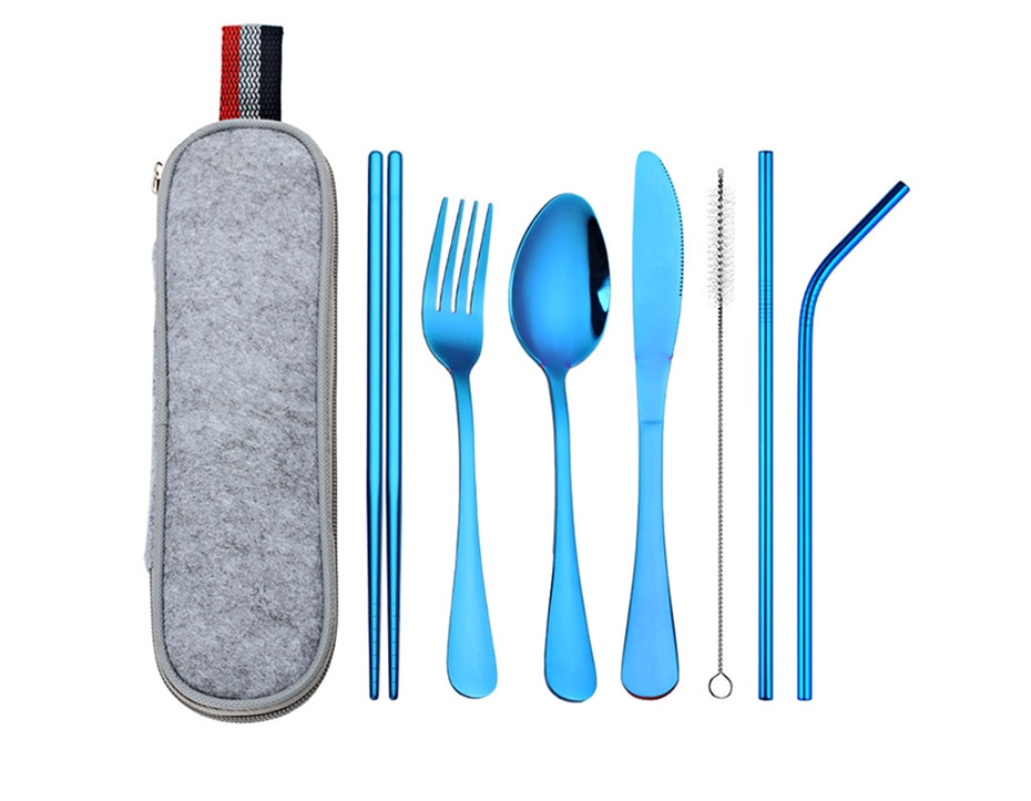 Stainless Steel Dinnerware 8 pcs Set with Portable Bag