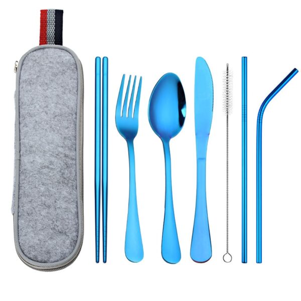 Stainless Steel Dinnerware 8 pcs Set with Portable Bag - Image 5