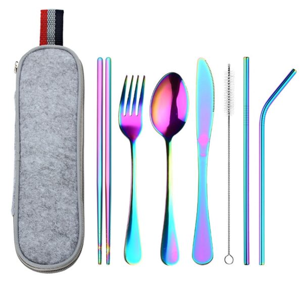 Stainless Steel Dinnerware 8 pcs Set with Portable Bag - Image 7