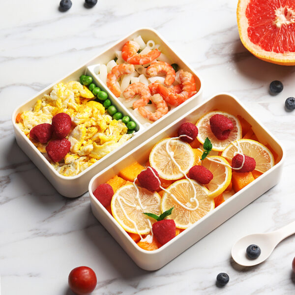 Double Layer Lunchbox with Spoon and Bag - Image 6