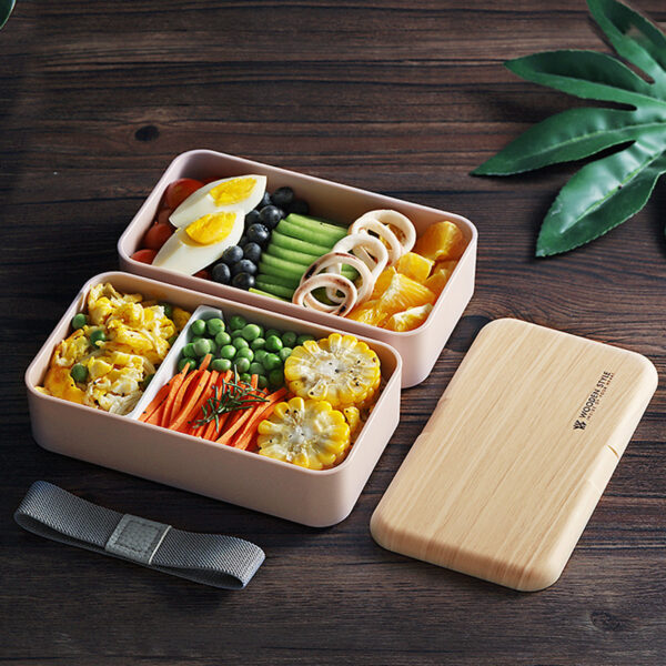 Double Layer Lunchbox with Spoon and Bag - Image 5