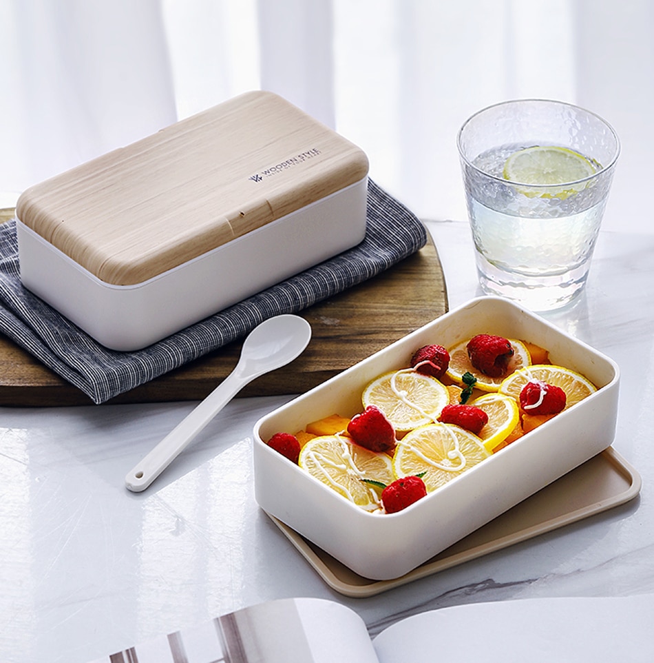 Double Layer Lunchbox with Spoon and Bag