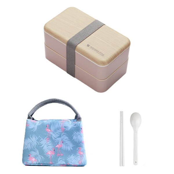 Double Layer Lunchbox with Spoon and Bag - Image 8