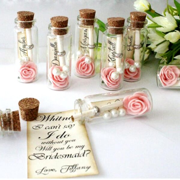 Mini Clear Glass Bottles with Cork for Wedding - Image 4