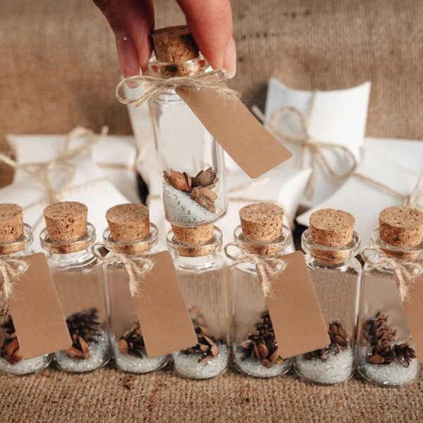 Mini Clear Glass Bottles with Cork for Wedding - Image 5