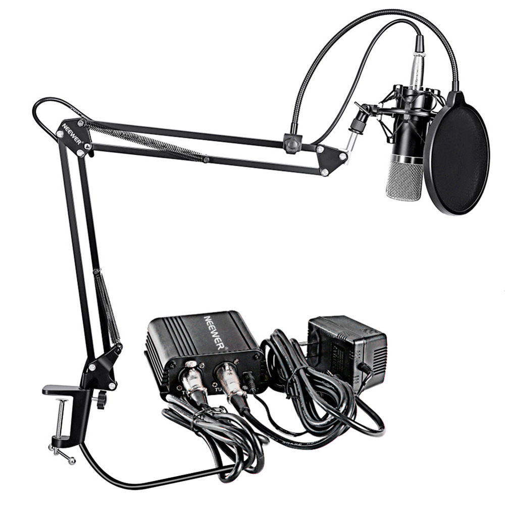 Professional Condenser Microphone, Stand, XLR Cable and Pop Filter