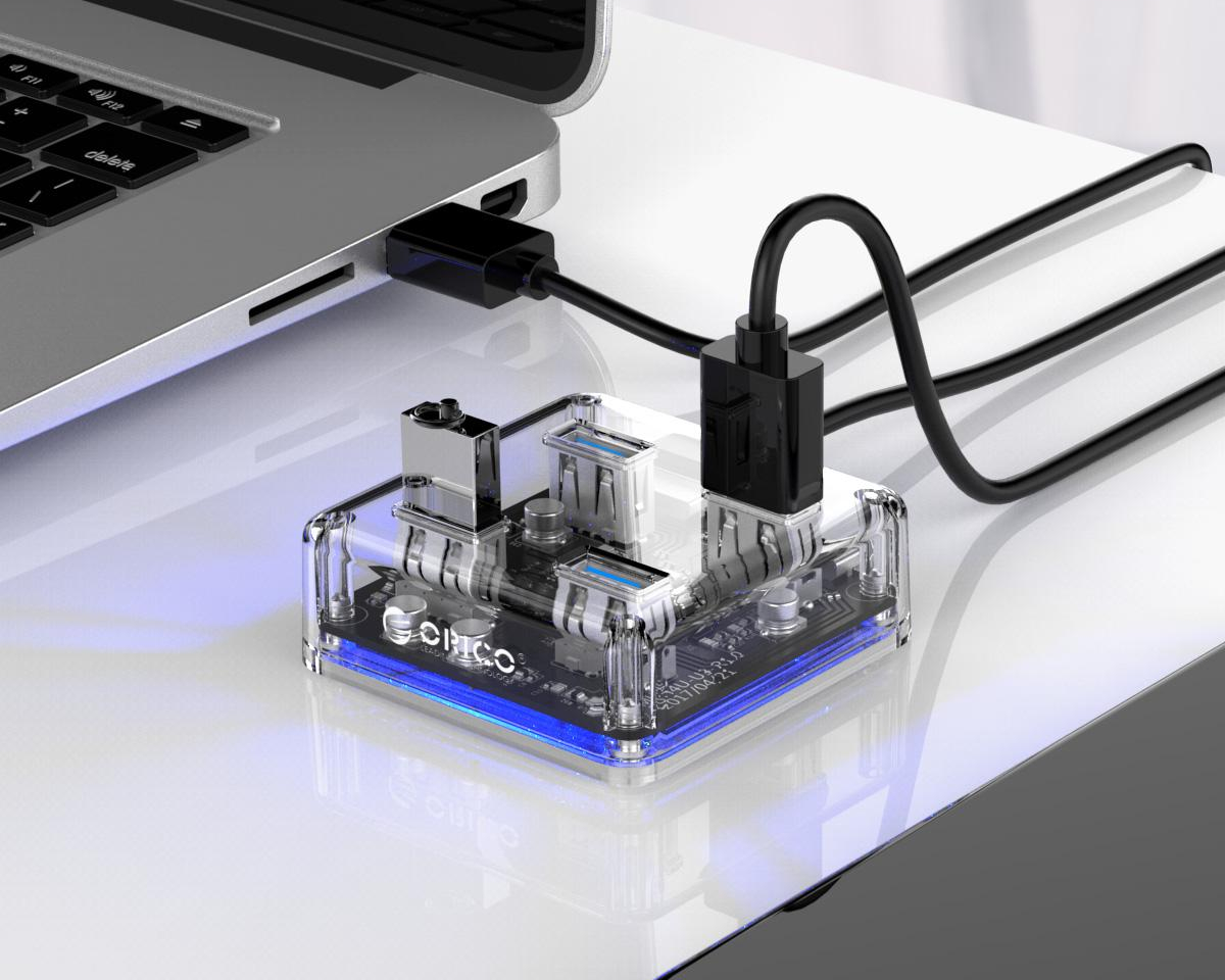 Compact Transparent 4-USB Hub