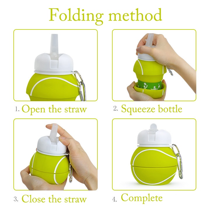 Foldable Football / Basketball / Tennis Leakproof Silica Gel Kid's Water Bottle