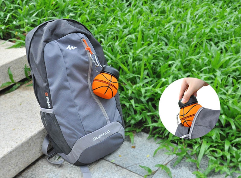 Foldable Football / Basketball / Tennis Leakproof Silica Gel Kid's Water Bottle