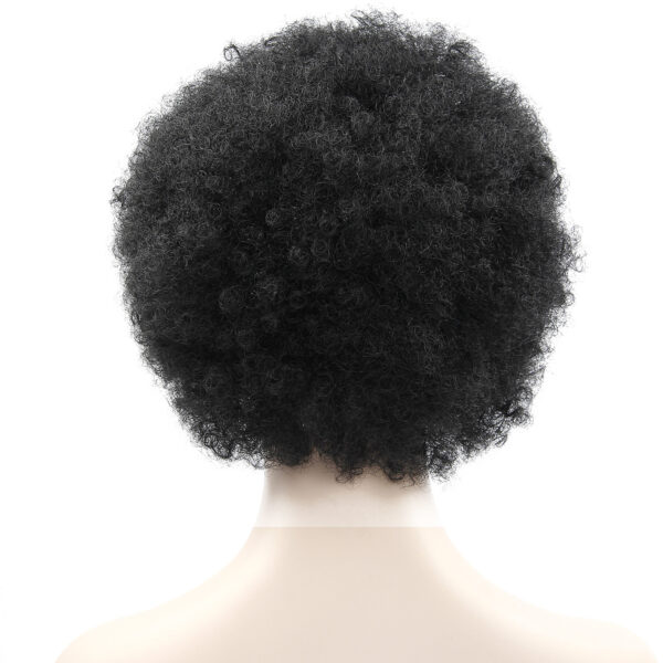 Black Short Kinky Curly Non-Lace Synthetic Hair Wig - Image 8