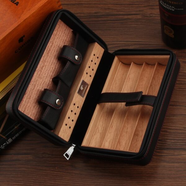 Portable Cedar Wood Cigar Humidor Box - Image 8