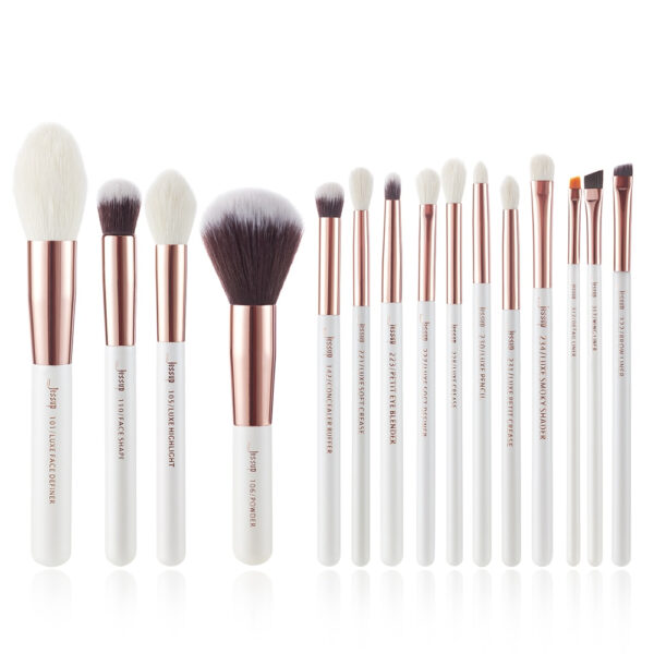 White Handle Makeup Brushes 15 pcs/Set - Image 3