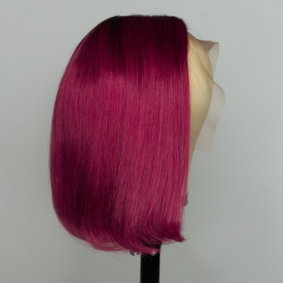 Burgundy Color Human Hair Short Wig