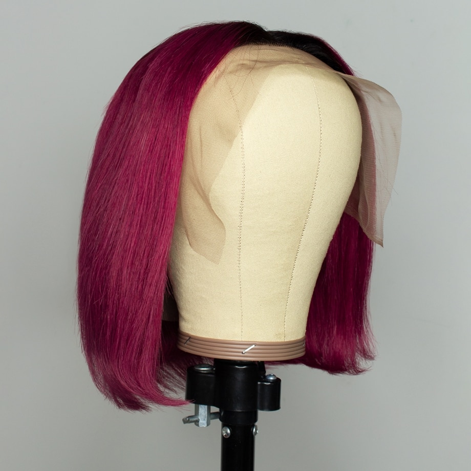 Burgundy Color Human Hair Short Wig