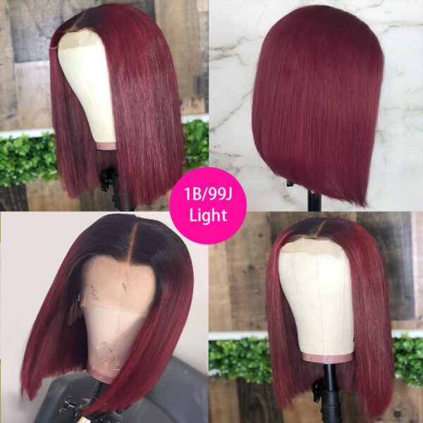 Burgundy Color Human Hair Short Wig - Image 6