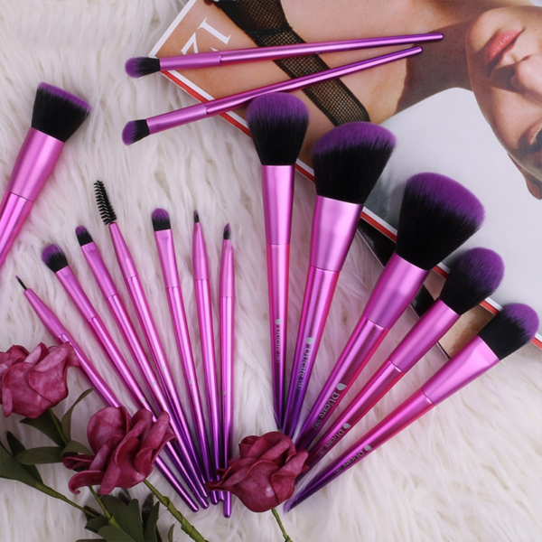 Hot Pink Multifunctional Makeup Brushes 15 pcs Set - Image 7