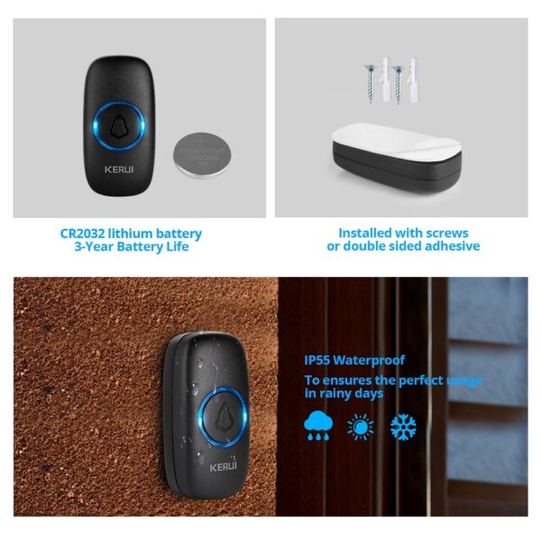 Colorful LED Wireless Doorbell Kit with Touch Button - Image 7